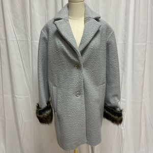 Ellen Tracy Faux Fur Trimmed Wool Coat
